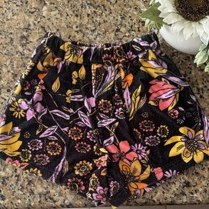 Free People Black Floral High-Waist Shorts